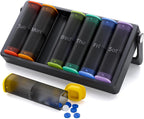 Weekly Pill Organizer 2 Times a Day, KOVIUU Large Travel Pill Box 7 Day, Am Pm Twice Daily Pill Case with Rotatable Handle, Pill Holder Container for Vitamin, Medicine, Supplement, Translucent-Black