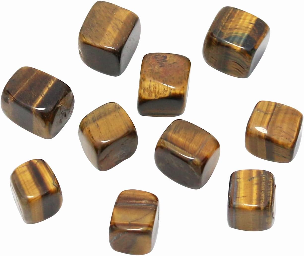 Square Tumbled Polished Natural Tigers Eye Crystal, Crystals and Healing Stones Quartz Bulk for Wicca, Reiki, Healing Energy, Chakra Stones, Witchcraft Supplies(10Pcs)