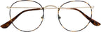 OPULIZE SOL Reading Glasses with Blue Light Blocking for Women and Men, Round Metal Frame, Spring Hinges, Computer Gaming Glasses, Brown Tortoiseshelll +2.5 (Pack of 1)