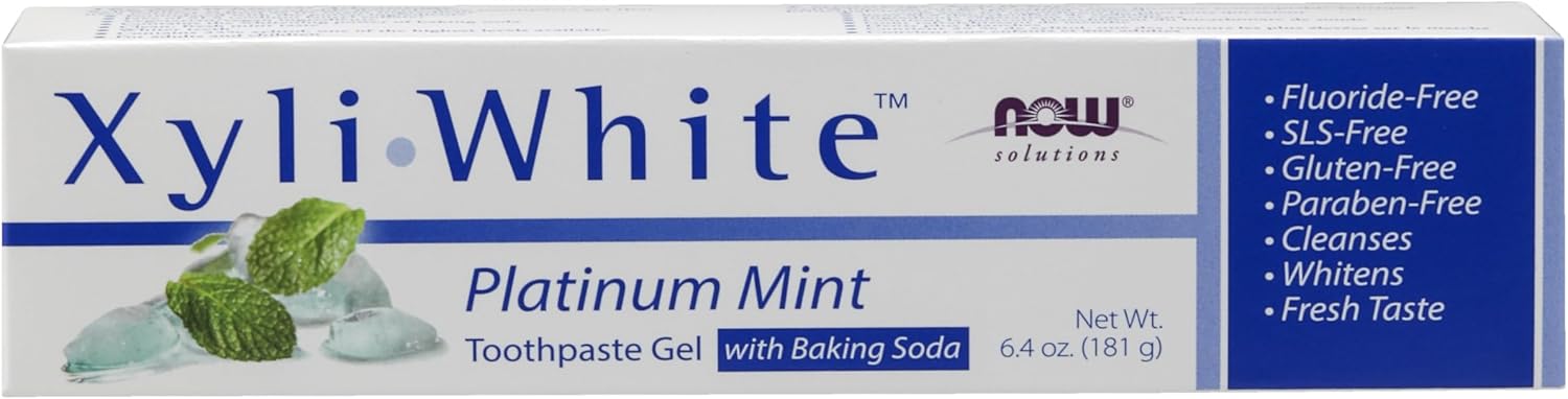 NOW Solutions, Xyliwhite™ Toothpaste Gel, Platinum Mint, Cleanses and Whitens, Fresh Taste, 6.4-Ounce