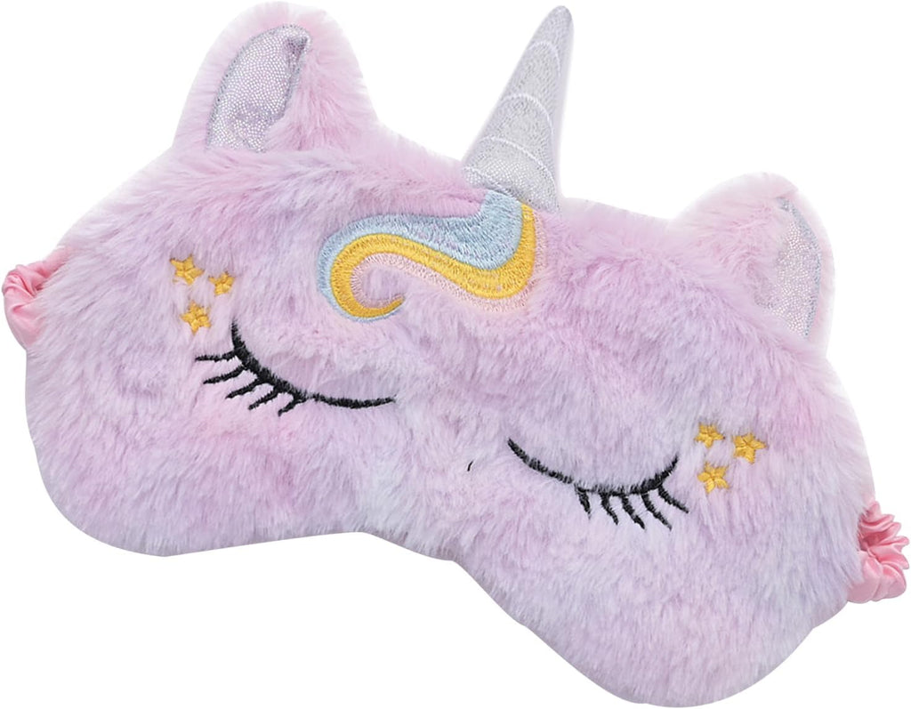 Cute Animal Sleeping Mask Soft Plush Blindfold Cute Rabbit Panda Koala Eye Cover Eyeshade for Kids Teens Girls Women (Purple Horse)