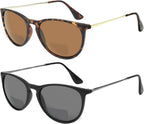 Yogo Vision Bifocal Sunglasses For Men and Women 2 Pk Reading Glasses UV400 Protection Unisex Sun Readers Black/Brown Havana 3.5