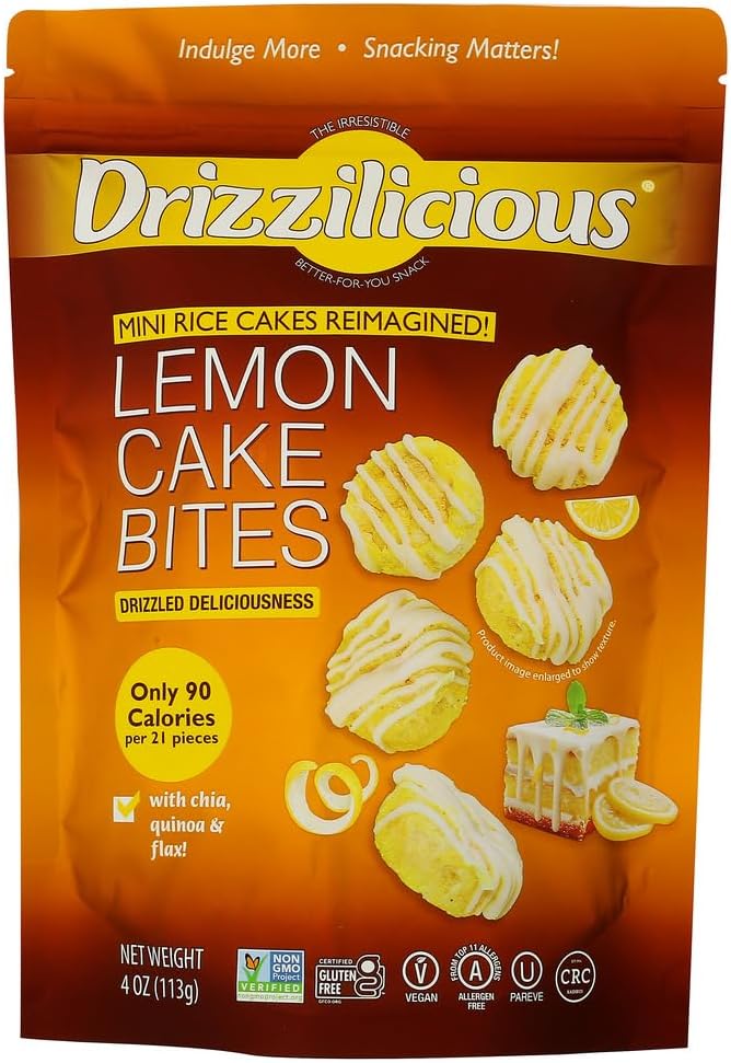 DRIZZILICIOUS Lemon Cake Bites Mini Rice Cakes, 4 OZ