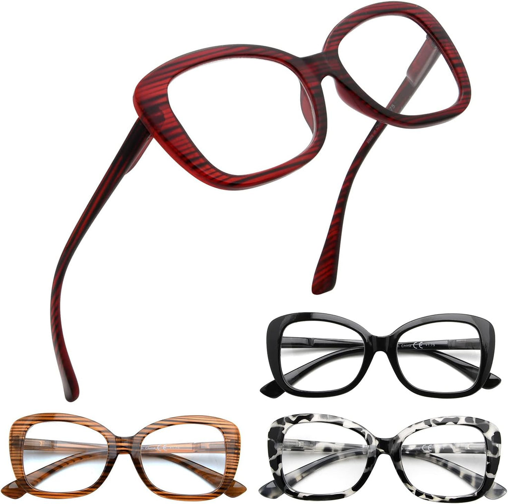 Eyekepper 4-Pack Chic Reading Glasses for Women Oversized Readers +2.25
