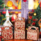 TaoBary 24 Pcs Christmas Goody Candy Boxes Cardboard with Handles 3D Christmas Favor Boxes with Vibrant Print for Party Gifts Candy Chocolate Treats and Cookies Favors (Classical Style)