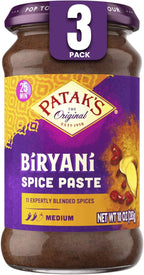 Patak's Biryani Spice Paste, Authentic Indian Cooking for Traditional with Aromatic Spices, Ginger & Paprika, Ideal for Chicken, Vegetable & One-Pot Meals, Medium Spicy, 10 oz Jar, 3-Pack