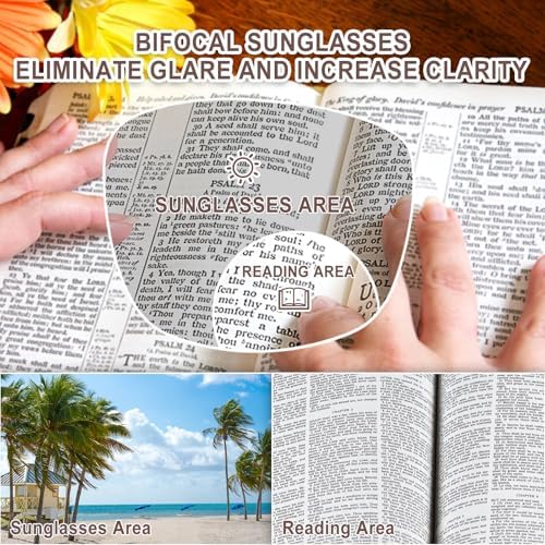 OPTOFENDY Bifocal Sunglasses for Women Men, Square Outdoor Reading Sunglasses with Spring Hinge, UV400 Protection Sun Readers