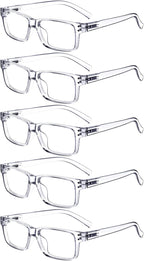 Eyekepper Vintage Reading Glasses for Men - 5 Pack Spring Hinges Classic Readers - Clear Frame +1.25