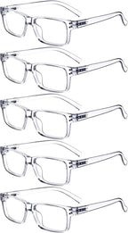 Eyekepper Vintage Reading Glasses for Men - 5 Pack Spring Hinges Classic Readers - Clear Frame +2.50
