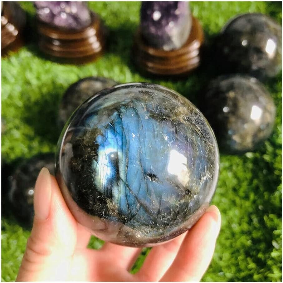 Health & Household Natural Rainbow Labradorite Quartz Sphere Reiki Healing Crystal Ball Moonstone (Size : 40mm)