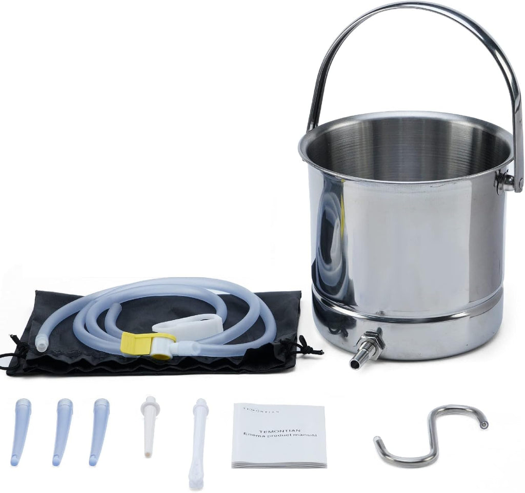 Coffee Enema Bucket Kit, Enema Kit for Colon Cleansing Bucket, Home Colonic Kit，Enema for Men/Women, Suitable for Coffee，Stainless Steel Bucket