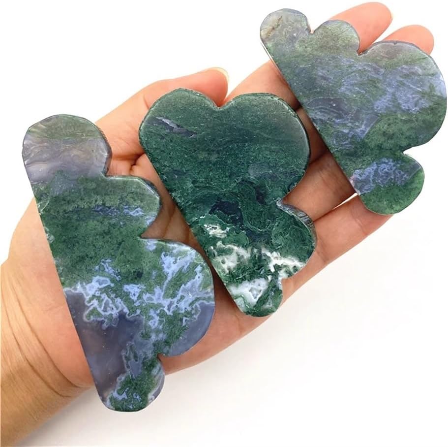 KatLin Natural Stone 1PC Natural Moss Agate Cloud Crystal Gem Mineral Crafts Reiki Meditation Energy Natural Quartz Crystals(90-110mm)
