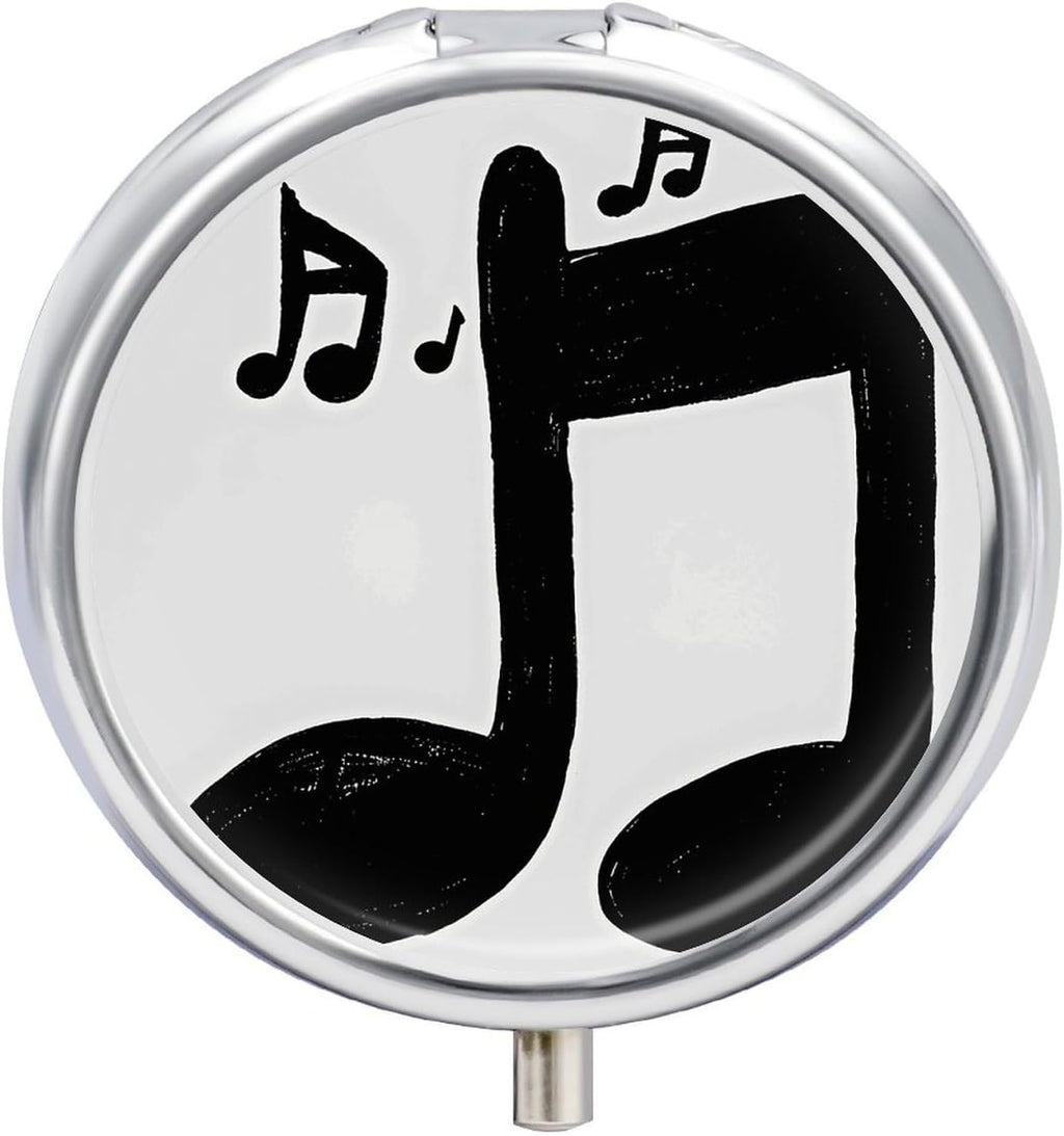 Music Note Pill Box 3 Compartments Portable Travel Pill Case Mini Medicine Organizer for Pocket Purse Metal Waterproof Medicine Container Holder Vitamin Fish Oil