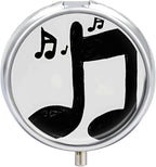 Music Note Pill Box 3 Compartments Portable Travel Pill Case Mini Medicine Organizer for Pocket Purse Metal Waterproof Medicine Container Holder Vitamin Fish Oil