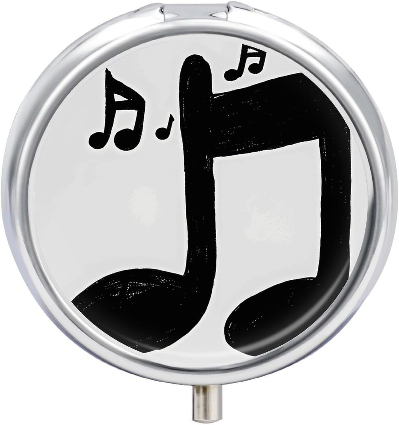 Music Note Pill Box 3 Compartments Portable Travel Pill Case Mini Medicine Organizer for Pocket Purse Metal Waterproof Medicine Container Holder Vitamin Fish Oil