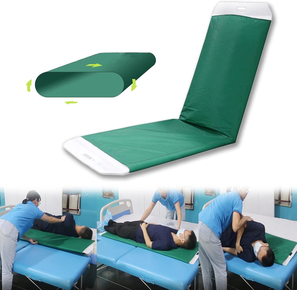 Rolling Patient Transfer Board, Easy Go Roller Patient Transporter Slide Sheet Assist Device for Transferring Patient from Bed to Bed or Operationg Table, Foldable, 67" 19.7" (Green)