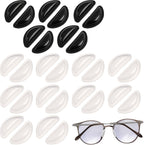 15 Pair Eyeglass Nose Pads, Soft Silicone Nose Pads for Glasses, D-Shaped Anti-Slip 10 Clear and 5 Black, 2.5mm Heightened Air Cushion, Sticky Backing for Sunglasses (10White&5Black)