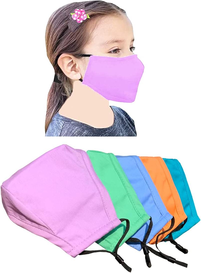 Cloth Face Mask,Made in USA,Washable Reusable,breathable with Adjustable Ear Loops, Nose Wire and Filter Pocket, 3-layer Cotton fabrics, for teen girls, boys, men or women 5-Pack