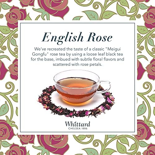 Whittard of Chelsea - Tea Discoveries English Rose Caddy - Black Loose Leaf Tea, Vegetarian, Vegan Friendly, Resealable Tin (100g, 1ct)