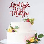 Starsgarden Red Glitter Good Luck,We'll Miss You Cake Topper, Retirement Cake Topper, Farewell Party Decoration, Retirement Party Decorations(Red We'll Miss U)