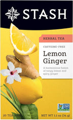Stash Tea Lemon Ginger Herbal Tea, Box of 20 Tea Bags