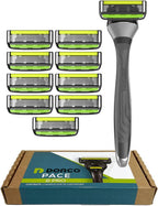 Dorco Pace 6 Pro - Six Blade Razor System with Trimmer - 10 Pack (1 Handle + 10 Cartridges)