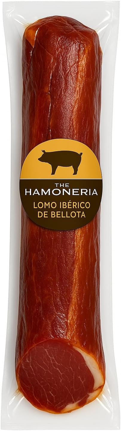 The Hamoneria: Lomo Iberico Bellota Cured Spanish Pork Loin, 1 Unit | Premium 100% Acorn-Fed Iberian Lomo, Authentic Dry-Cured Charcuterie, Rich Flavor, Gourmet Meat