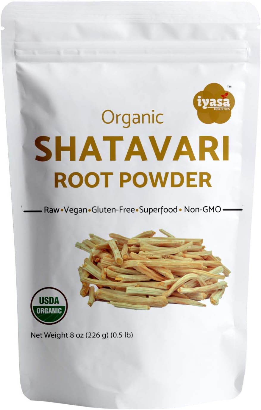 Iyasa Holistics Organic Shatavari Root Powder 8oz - USDA Ayurveda Herb for Women's Daily Rituals, Hormone Balance Support, Energy & Vitality - Shatavari Root Organic Tea & Health Tonic