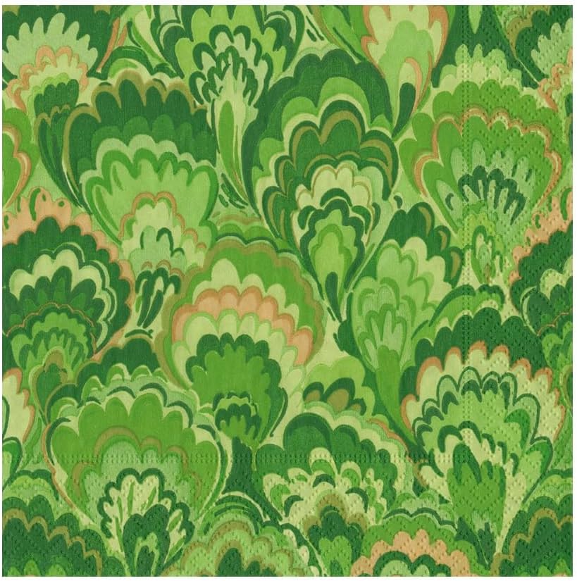 Caspari Marbled Ceramica Green Luncheon Napkins - Includes 20 Luncheon Napkins