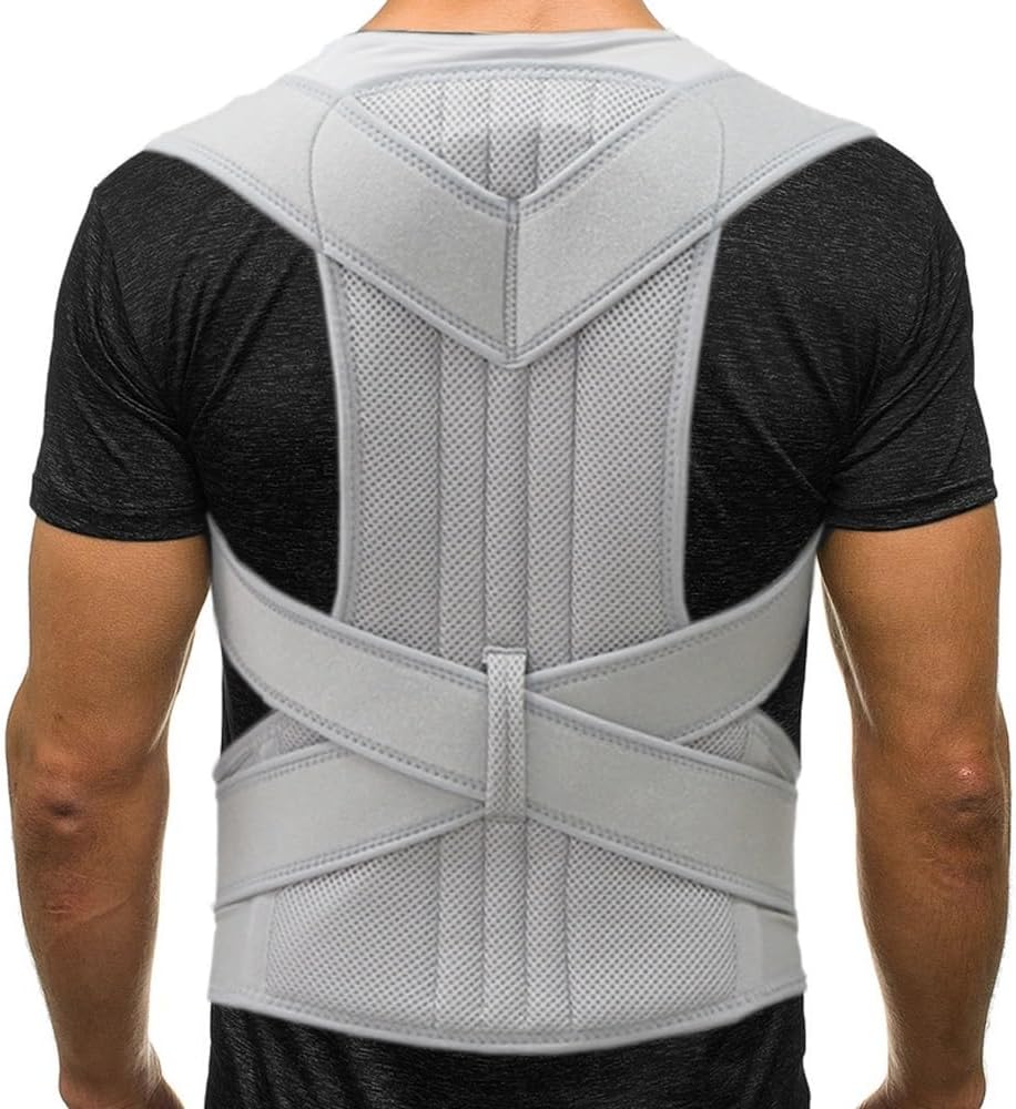 XS-5XL Plus Size Full Back Brace And Posture Corrector For Men And Women Adjustable Shoulder Straightener Teenager Student Scoliosis And Hunchback Correction(Gray,4X-Large)