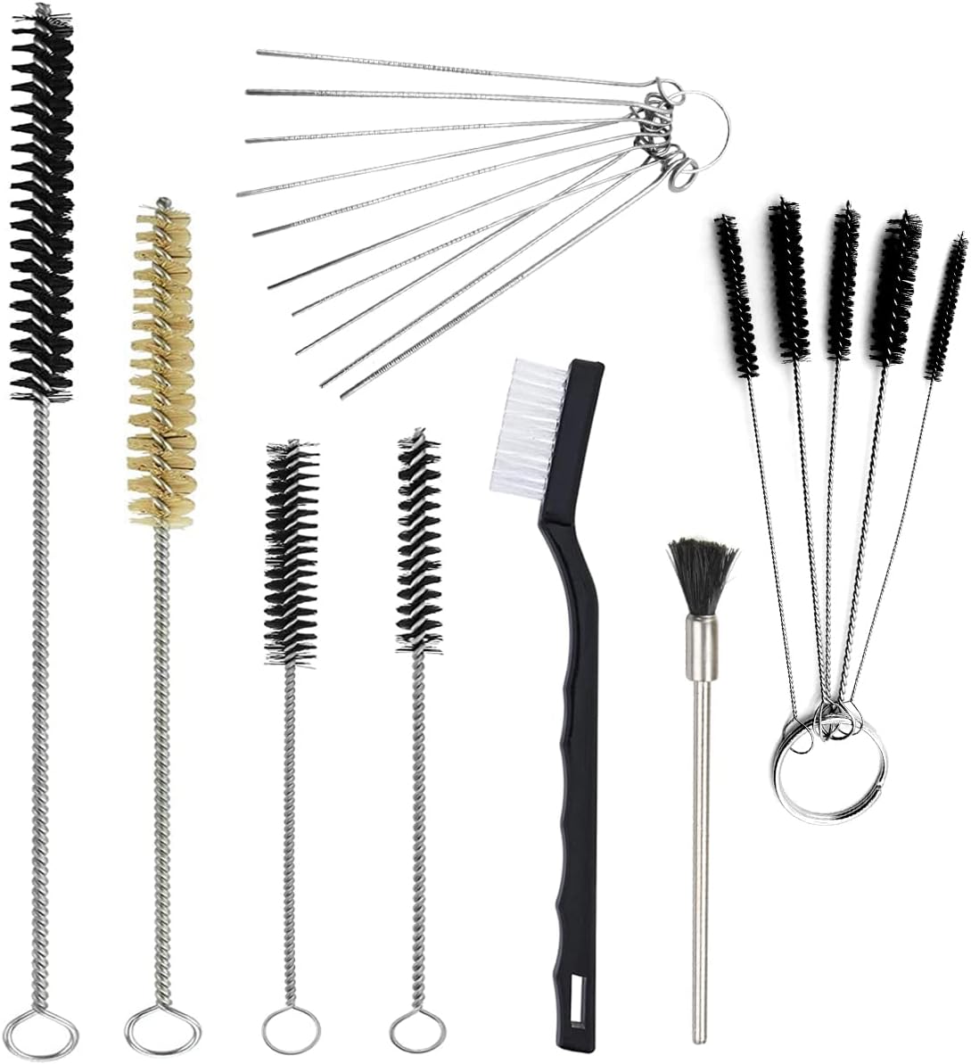21 Pieces Nylon Mini Cleaning Brush Set Metal Straws Air Brush Spray Gun Humming Bird Feeders Coffee Machine Tubing Pipe Cleaner Nozzle