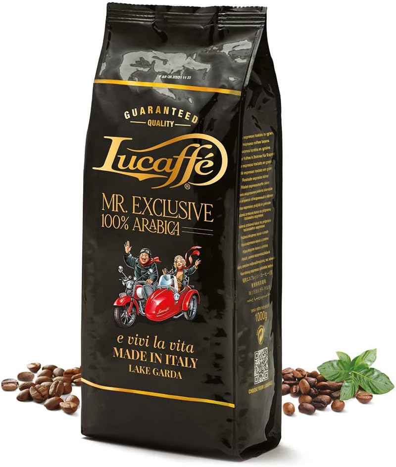 Lucaffe Mr. Exclusiv 100% Arabica Italian Espresso Coffee beans Medium to Dark Roast 1kg. (2.2 Lbs)