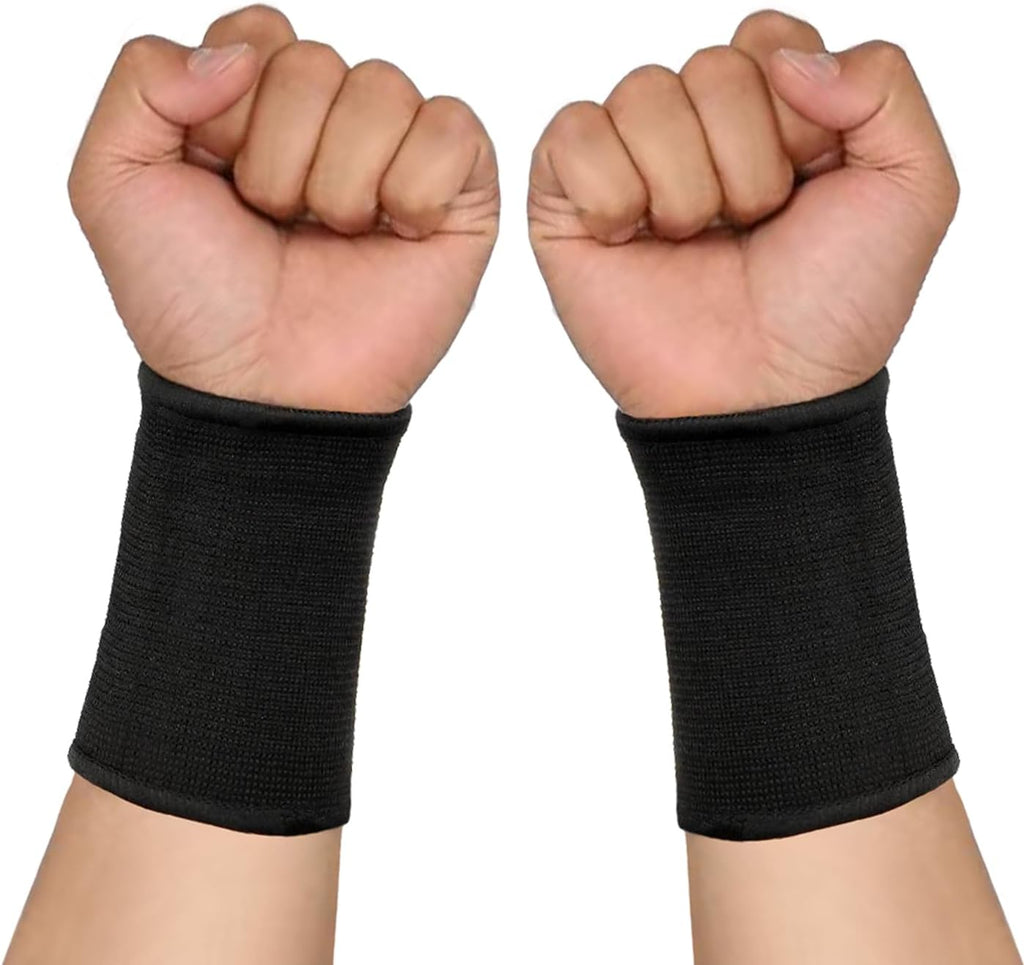 Wrist Compression Sleeve, Elastic Wrist Support Sleeve Wrist Braces, Carpal Tunnel Support Sleeve, for Women and Men Sport Fitness Workout (1, Black)
