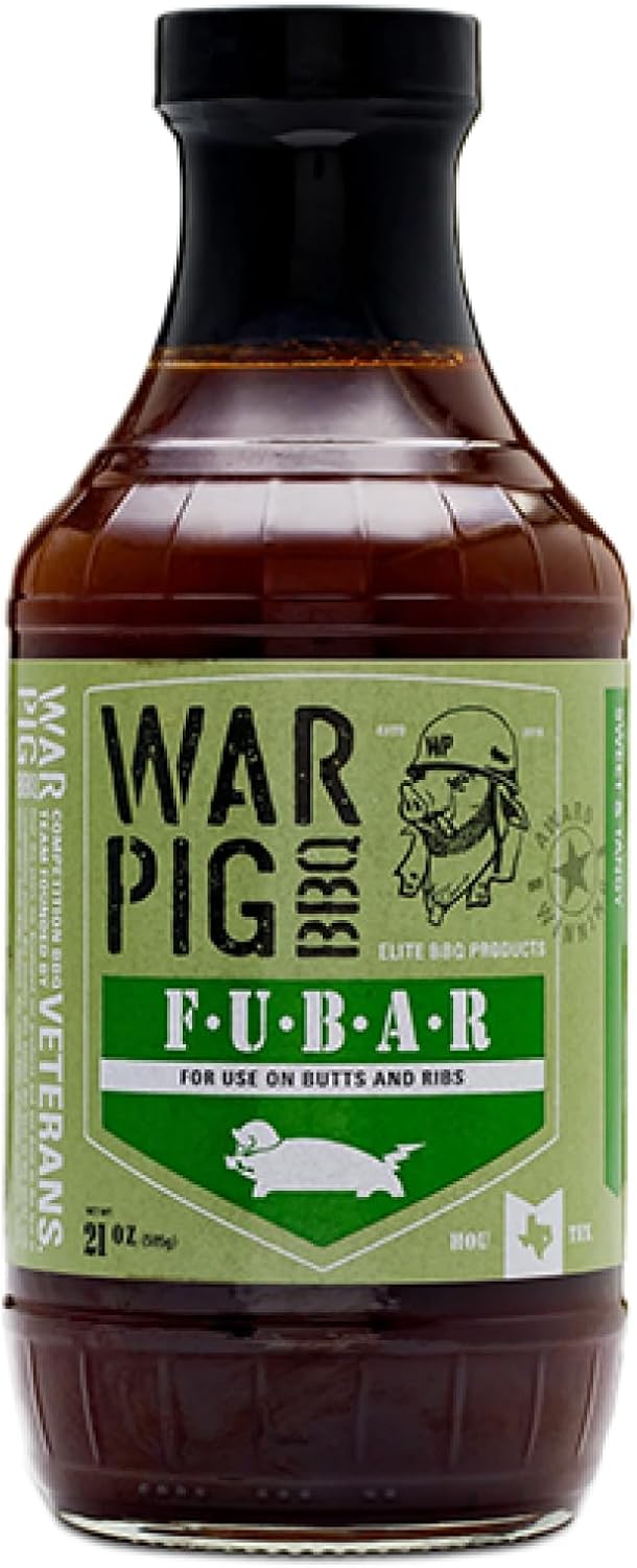 WarPig BBQ FUBAR Elite BBQ Sauce - Sweet & Tangy Texas Style Barbecue Sauce for Ribs, Pork & Chicken - Competition Winning Pitmaster Glaze & Grilling Sauce - Small-Batch Crafted 21 oz Bottle