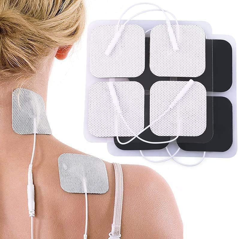 TENS Unit Replacement Pads, TENS Electrodes Pads 20 pcs Upgraded Self-Adhesive Electrode Pads 2"x2" Reusable Tens Unit Patches Compatible with Most TENS Machine Use 2.0mm Pin Connector Lead Wires