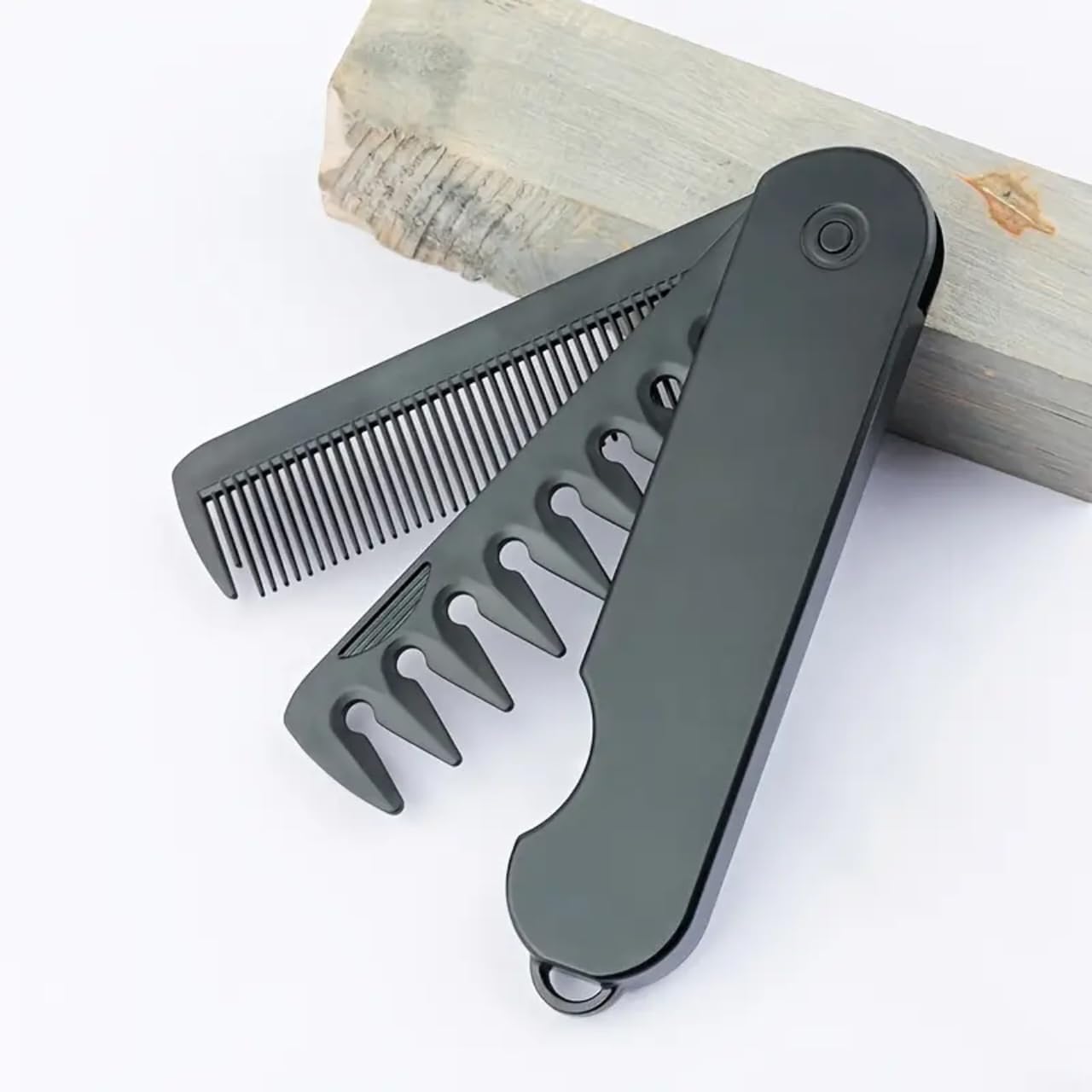 Men’s 2-in-1 Folding Travel Comb,Wide & Fine Teeth for Hair & Beard Grooming,Portable Pocket Comb for Men