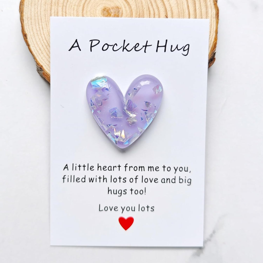 YOJO Pocket Hug Heart with Greeting Cards, Long Distance Relationship Gifts, Gifts for Boyfriend Girlfriend, I Love You Gift for Him Her (Purple)