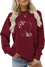 MEKOTSK Dentist Sweatshirt Womens Funny Graphic Shirts Long Sleeve Crew Neck Comfy Pullover Tops Dental Hygienist Gifts