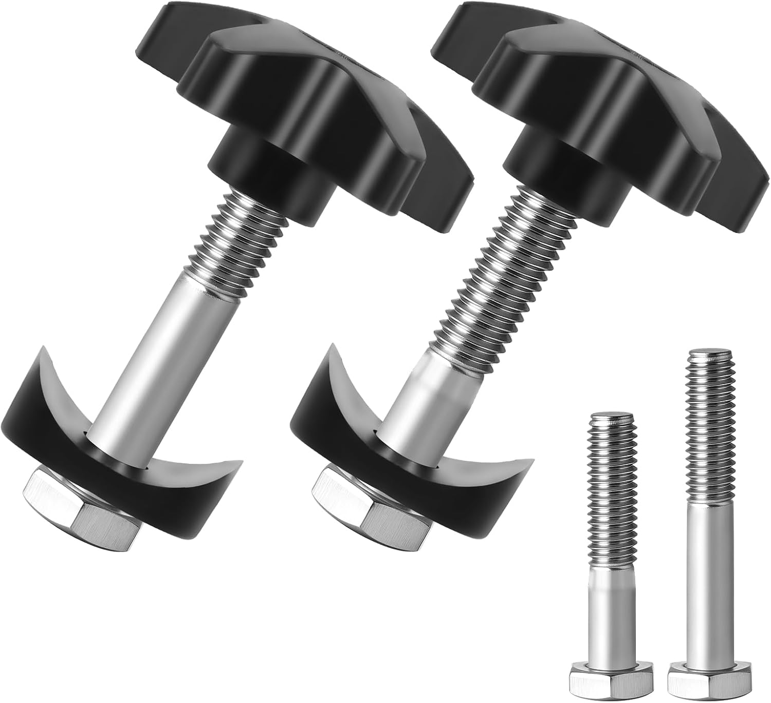 2 Sets Drive Walker Parts Replacement Knobs Kits, Compatible with Various Foldable Rollator Models (Includes 1.34" and 1.73" M6 Screw Rods, 0.75" Half-Round Washers, Star-Shaped Knobs)