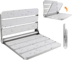Teak Folding Shower Seat Wall Mounted, 16" Foldable Shower Bench, 400lbs Max Load, Space-Saving Fold Down Design for Seniors, Elderly & Small Shower Spaces (White, 16 inchs)