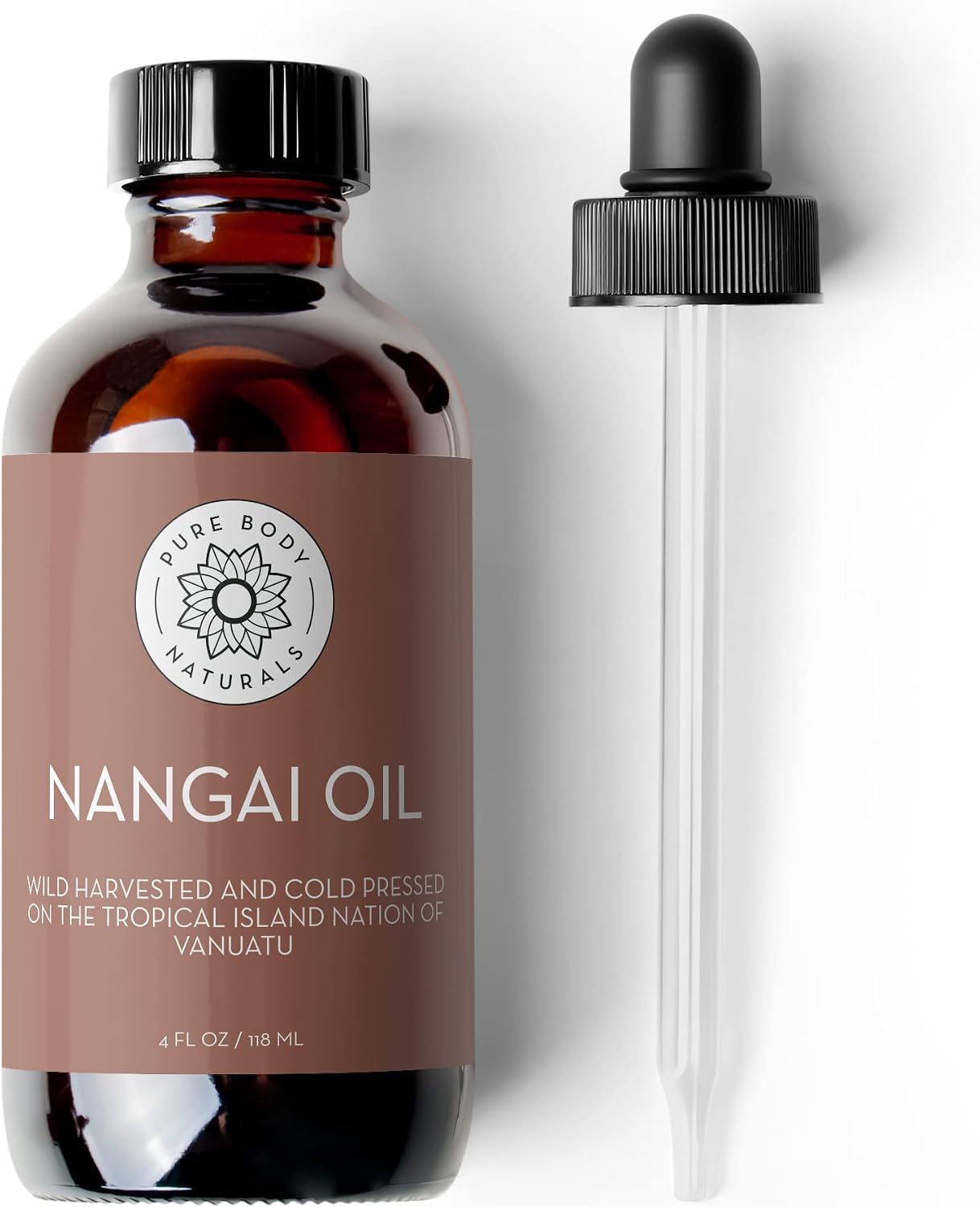 Nangai Oil, 4 fl oz - Wild Harvested and Cold Pressed in Vanuatu - Undiluted and 100% Pure - by Pure Body Naturals