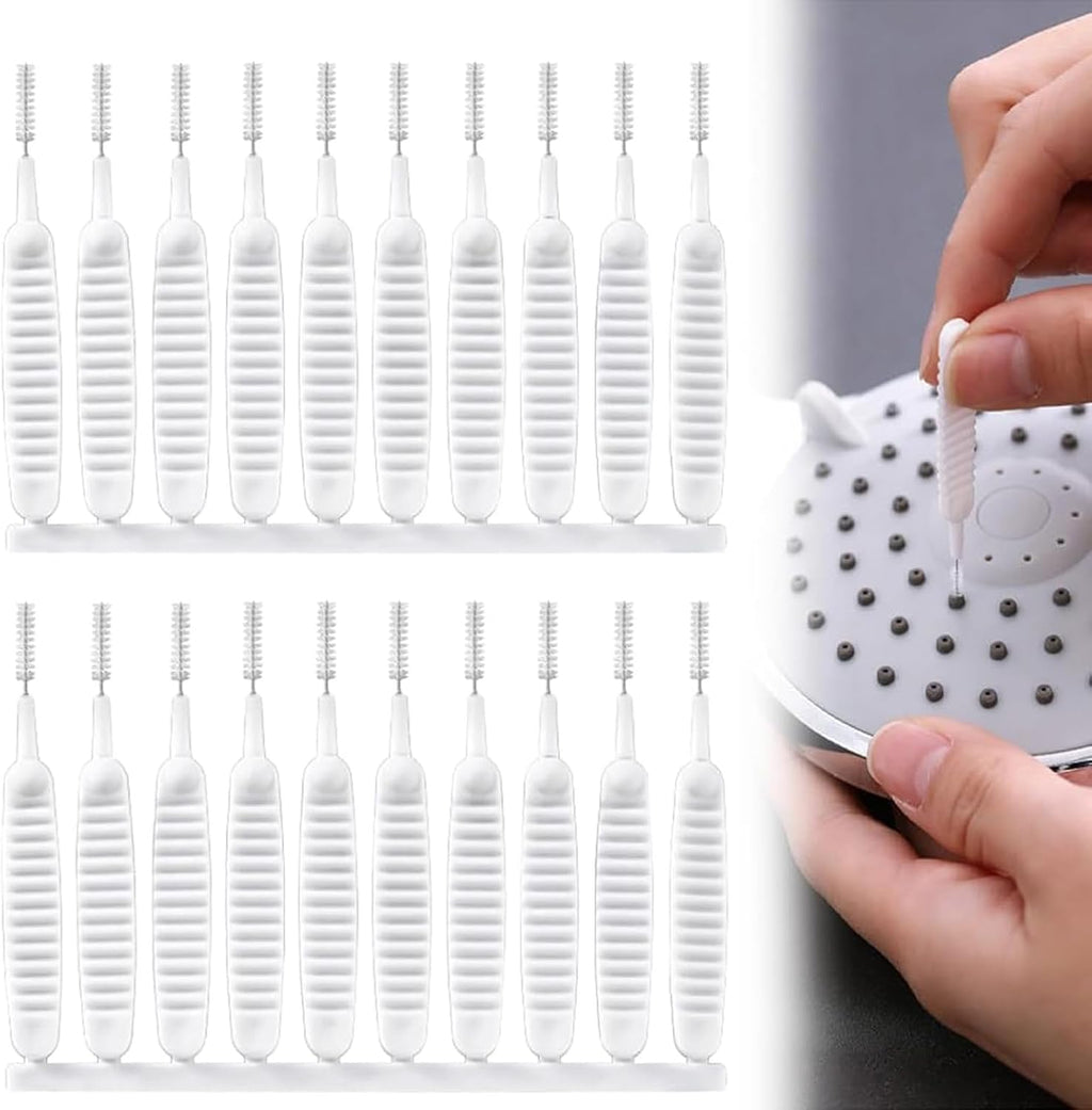 20 Pieces Shower Head Cleaning Brush for Small Hole, 2026 New Multifunctional Shower Head Cleaner Tool, Gap Hole Anti-Clogging Cleaning Brush for Showers Heads, Household Bathroom (White)