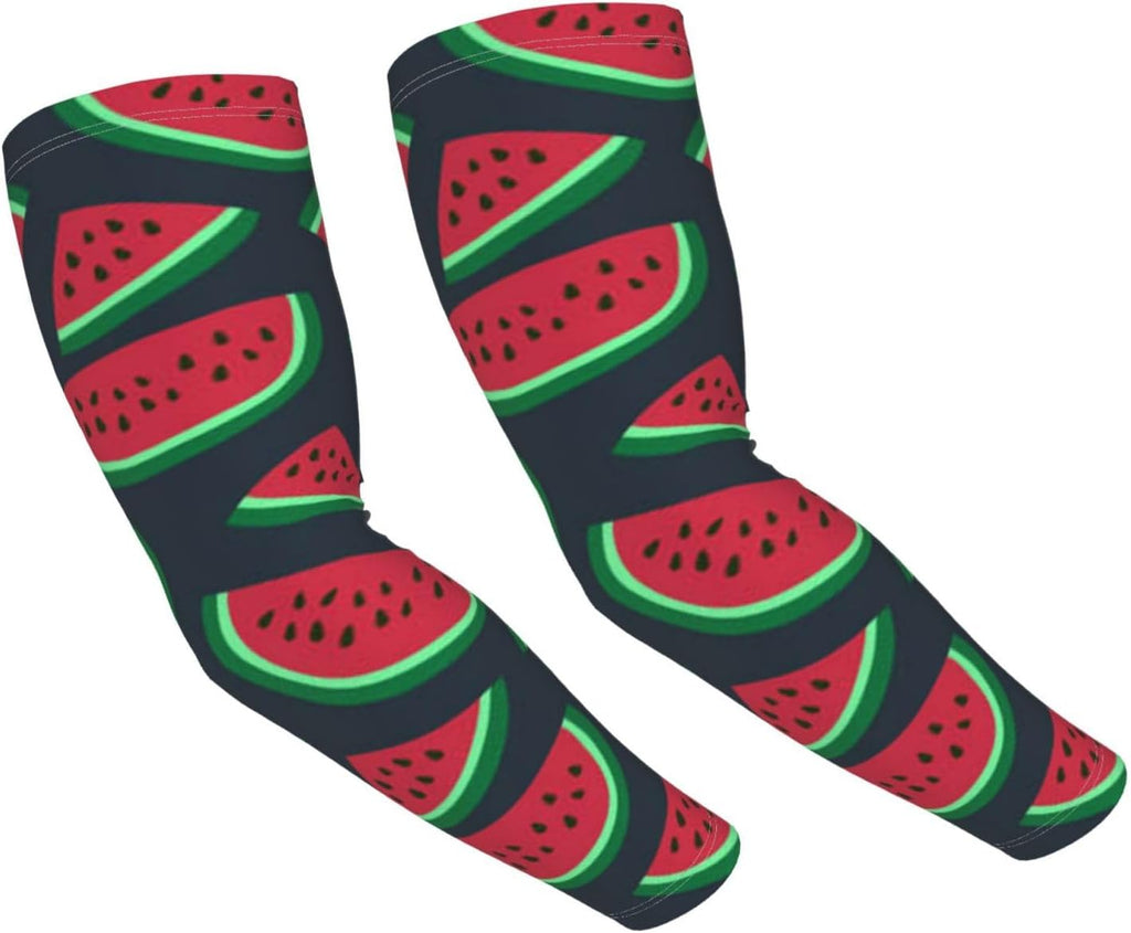 (Red watermelon) Cooling Arm Sleeves for Men Women, Sun Protection Gardening Sleeves for Driving, Cycling, Farm Work, and Sports