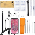 Ear Wax Removal Tool Kit, Ear Otoscope Cleaning Tool with Light Camera, HD Ear Digital Endoscope Ear Pick Equipped with 6 LED Lights, 6 in 1 Stainless Steel Ear Wax Cleaner Tool for Micro USB Type C