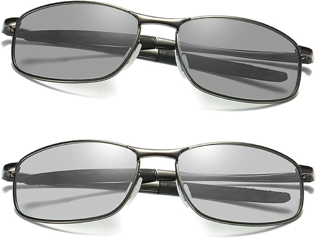Transition Photochromic Reading Glasses for Mens and Womens, Outdoor Sports Square discoloration Presbyopia Sunglasses