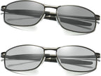 Transition Photochromic Reading Glasses for Mens and Womens, Outdoor Sports Square discoloration Presbyopia Sunglasses