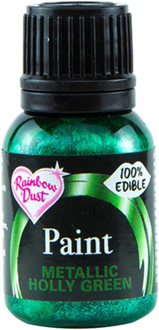Rainbow Dust Edible Food Paint METALLIC HOLLY GREEN Cake Decorating Sugarcraft