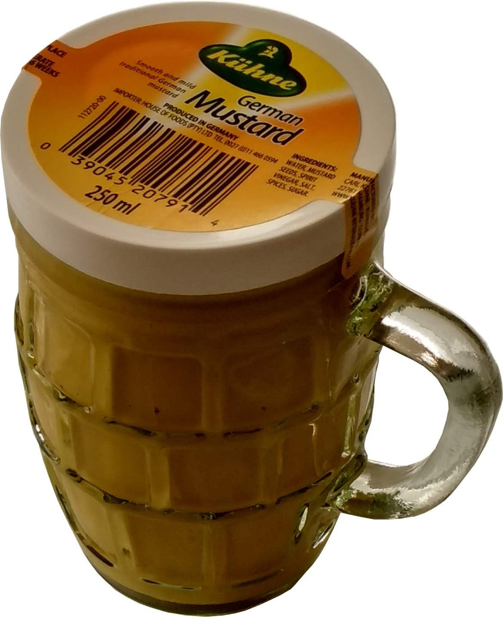 Kuhne Traditional Smooth & Mild German Mustard in Beer Mug Glass Jar 250 ml