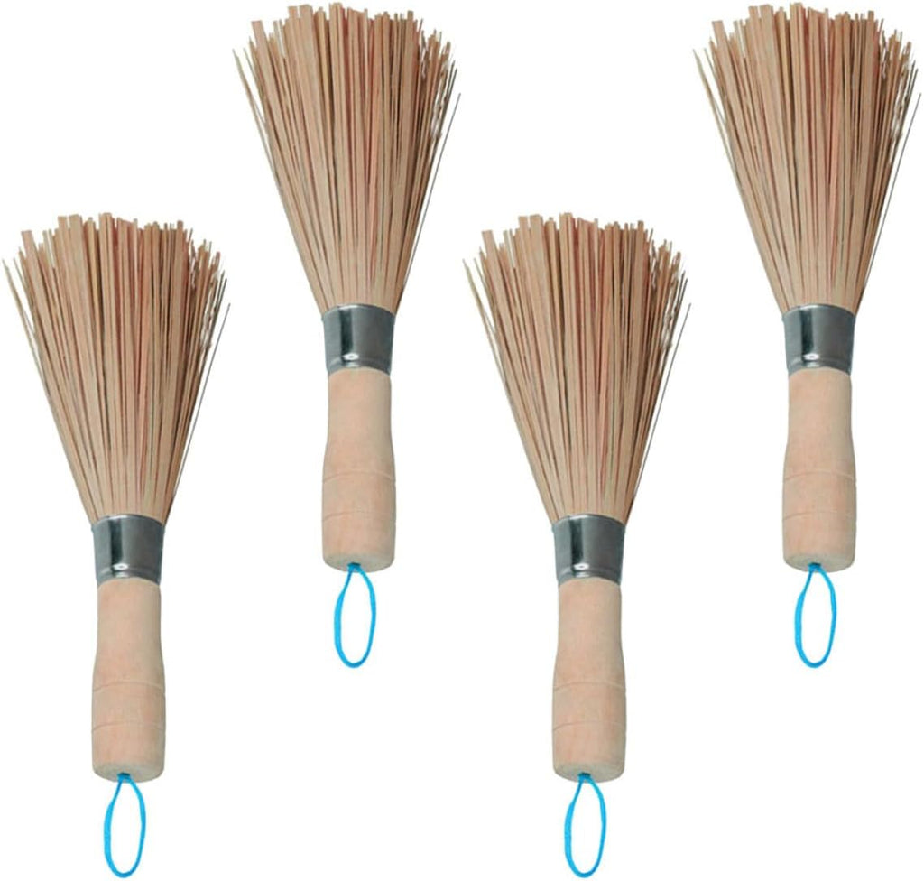 4pcs Long Handle Kitchen Brushes, Multipurpose Dish and Pan Cleaning Brushes for Household Use, Decontamination Kitchen Scrub Tools with Sturdy Bristles Random Color