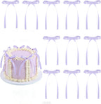 30 Pack Bow Cake Toppers Purple Ribbon Bows for Cake Bow Cupcake Toppers Wedding Cake Bow Coquette Birthday Decorations for Baby Shower Engagement Graduation Party Supplies
